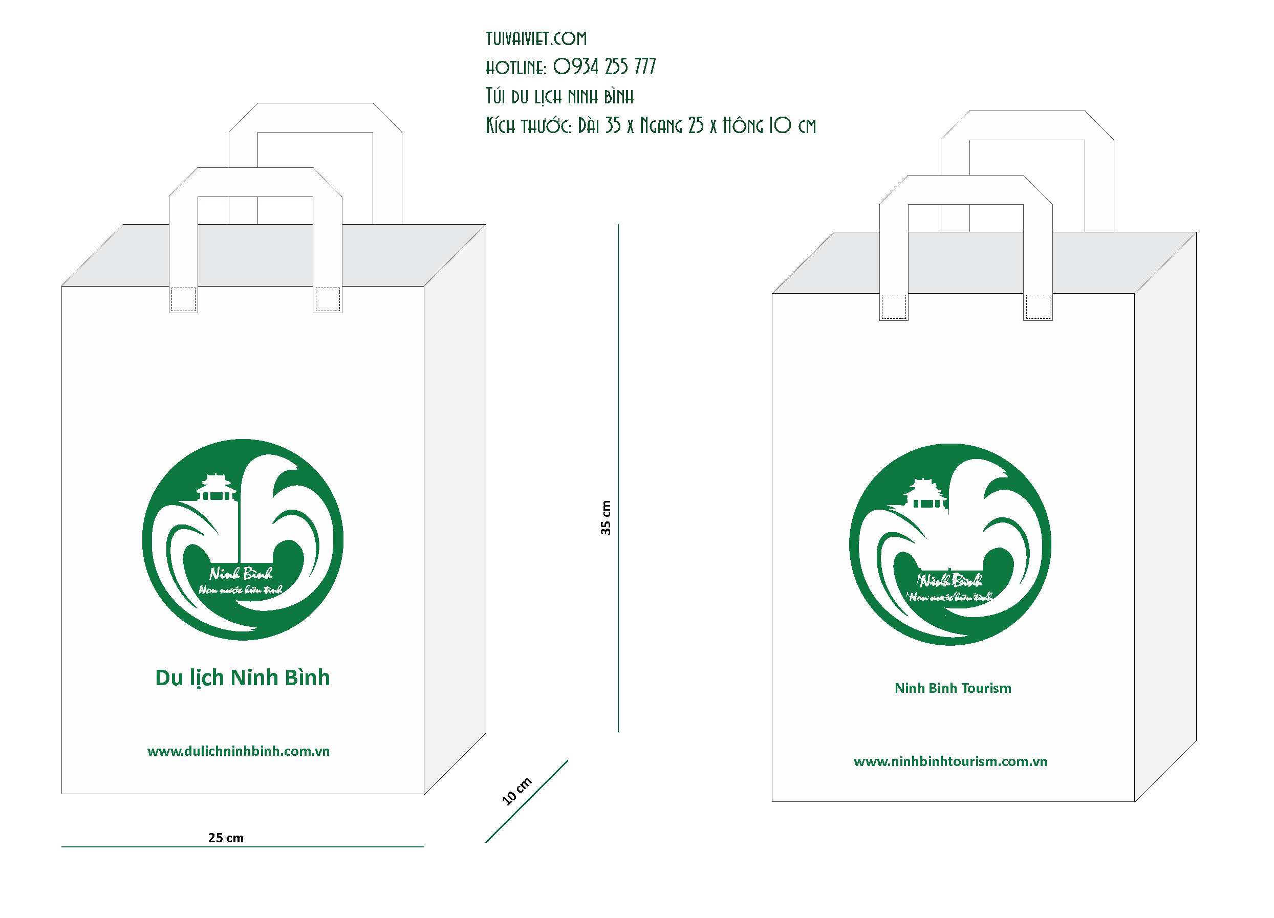 Mẫu túi vải không dệt thiết kế quảng bá cho Du lịch Ninh Bình