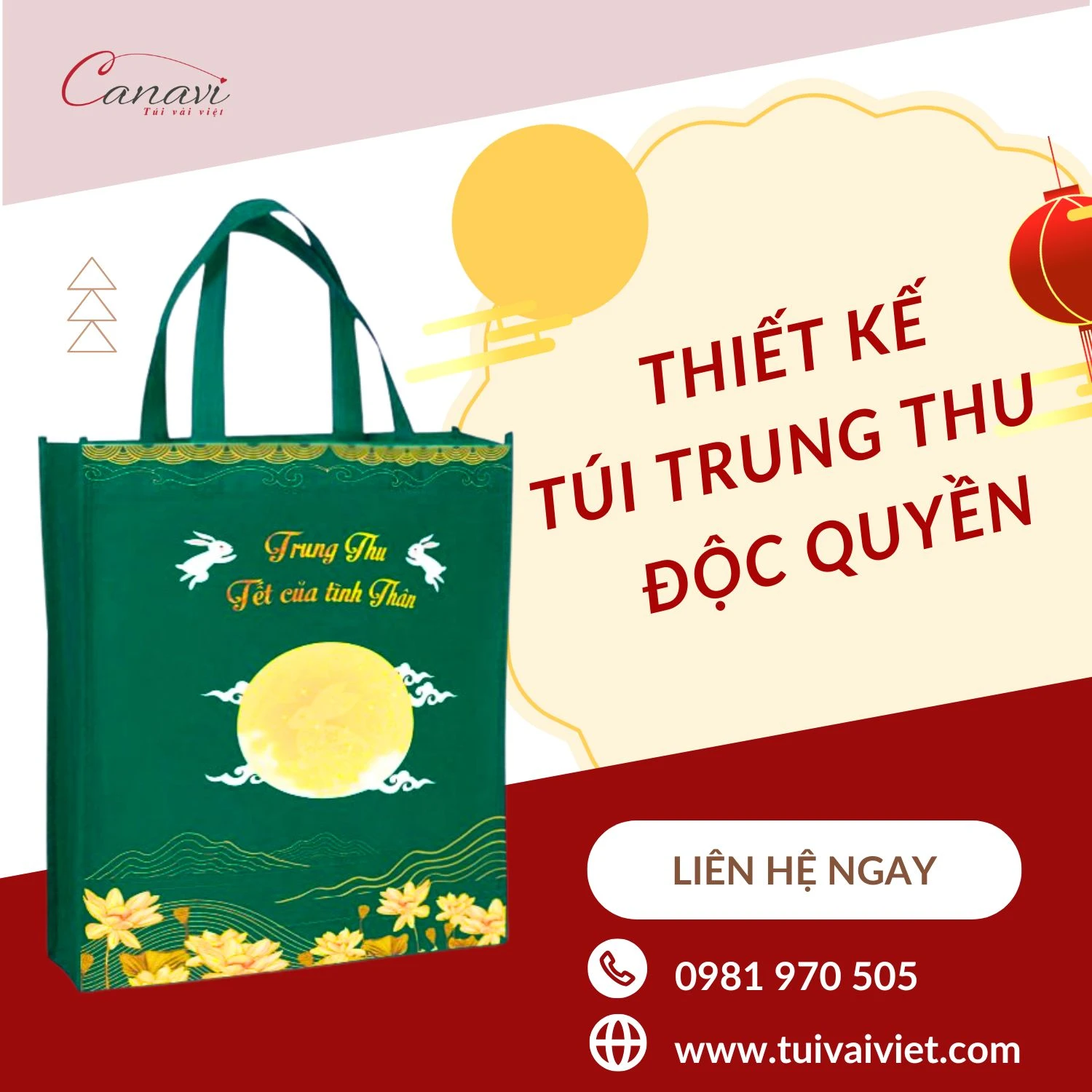 túi vải không dệt đựng bánh trung thu theo yêu cầu giá rẻ