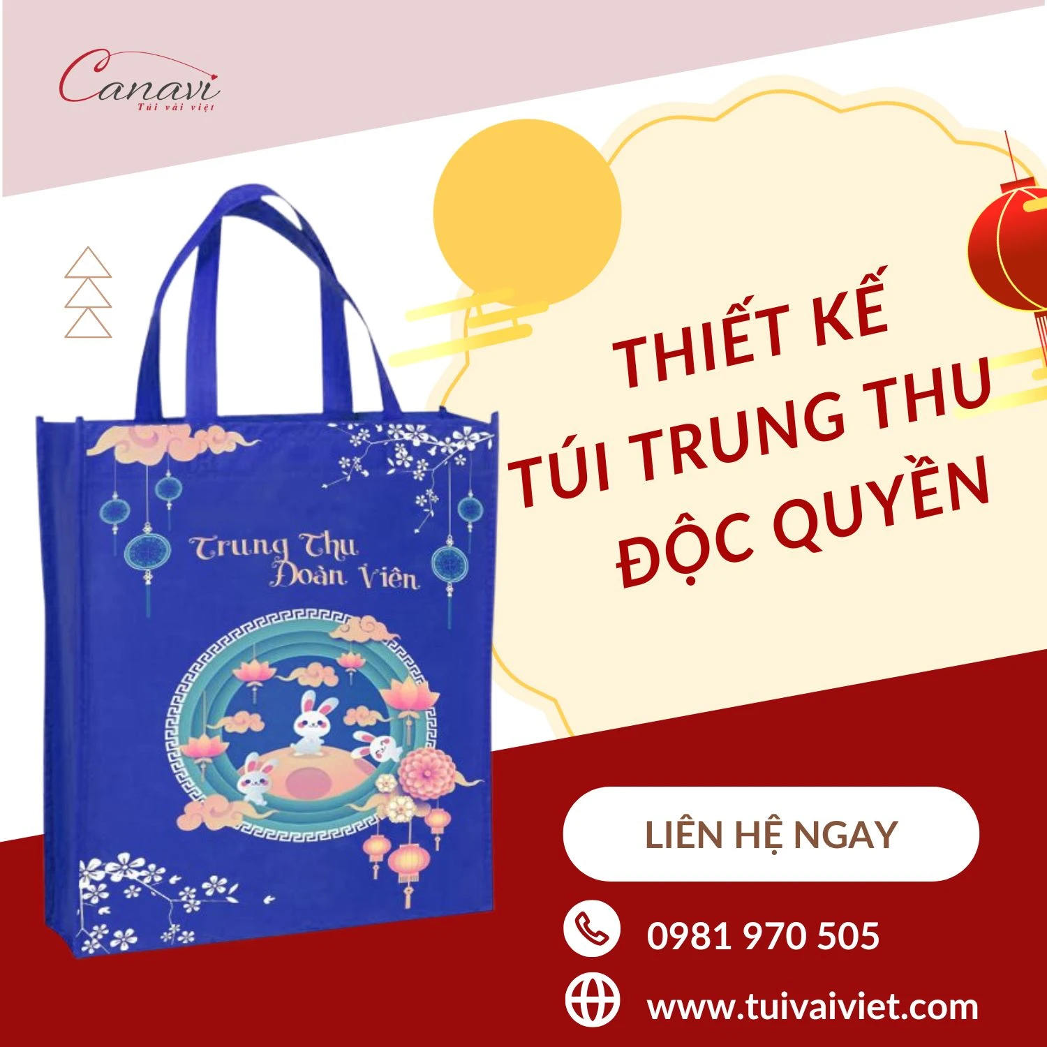 túi vải không dệt đựng bánh trung thu theo yêu cầu giá rẻ 1