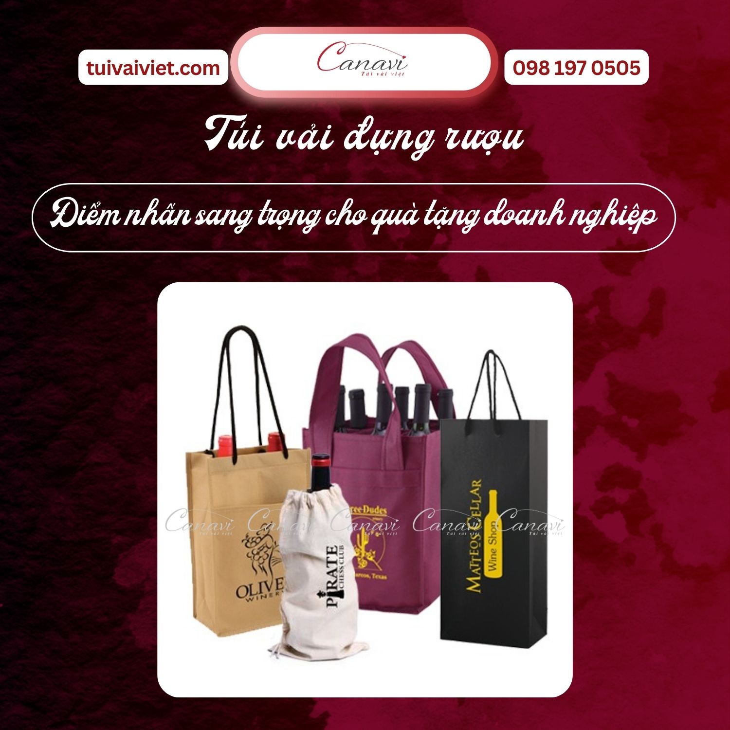Túi vải đựng rượu: Điểm nhấn sang trọng cho quà tặng doanh nghiệp