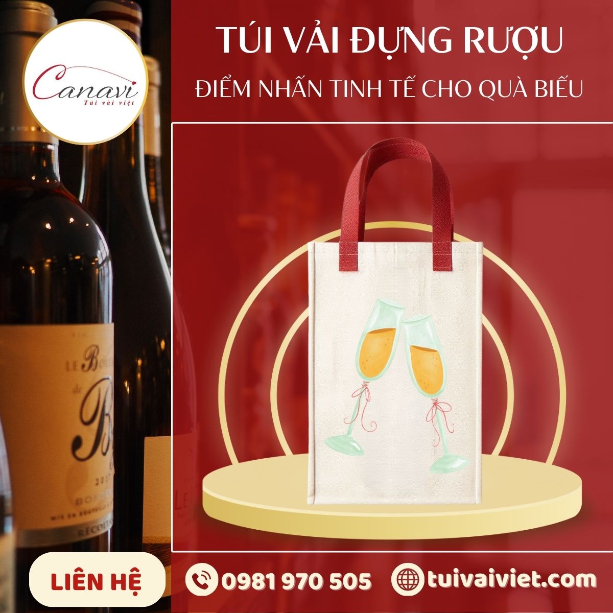 Túi vải đựng rượu sang trọng: Điểm nhấn tinh tế cho quà biếu