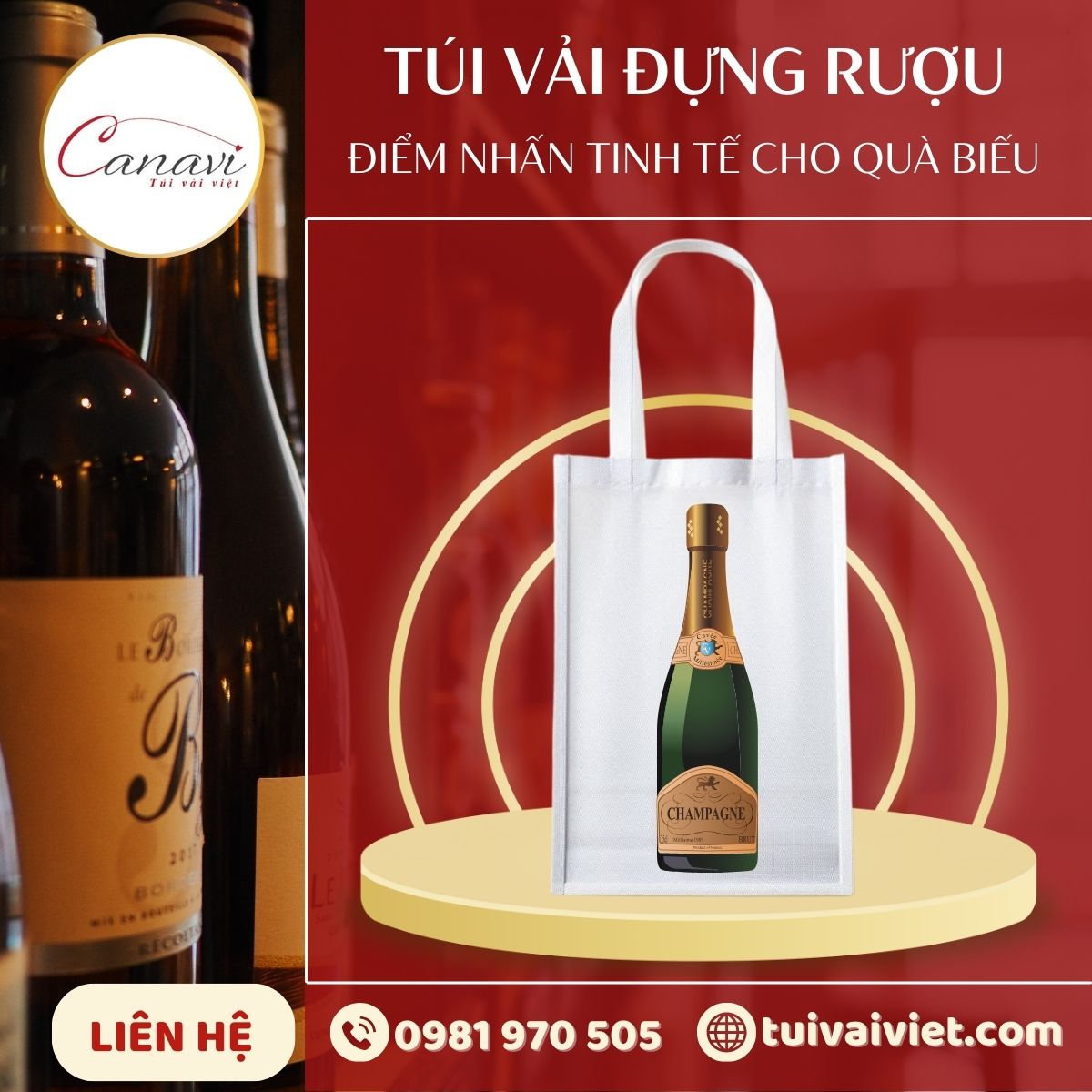 Túi vải không dệt đựng rượu