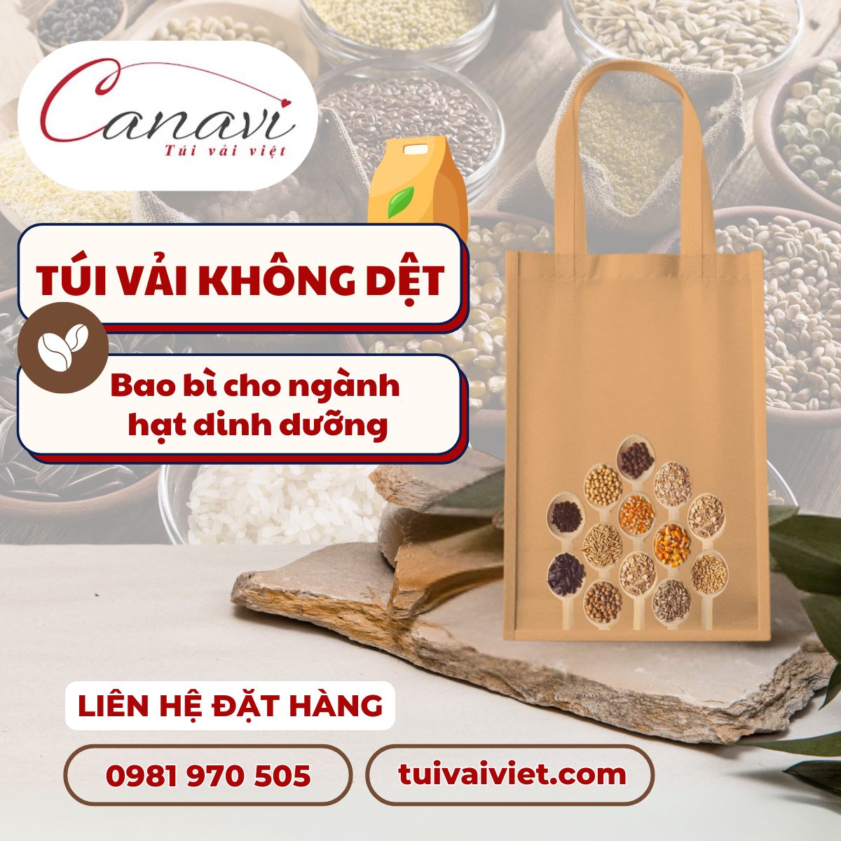 Các loại túi vải không dệt phù hợp với sản phẩm hạt dinh dưỡng
