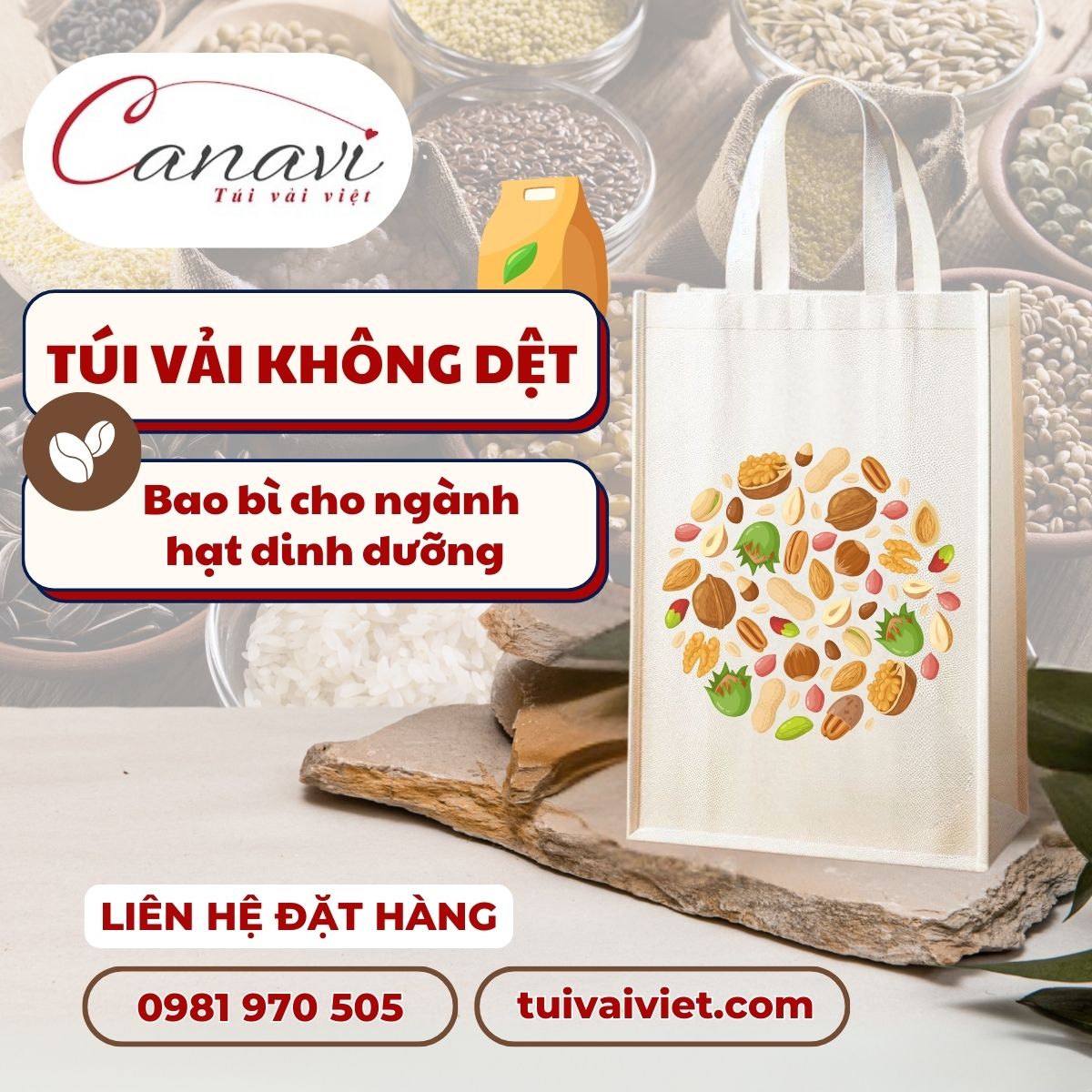 Túi vải không dệt: Bao bì cho ngành hạt dinh dưỡng