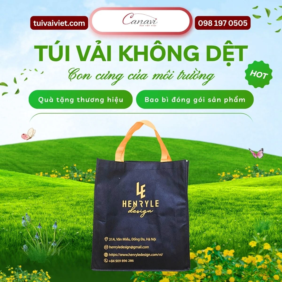 túi vải không dệt Canavi có thiết kế tiện dụng