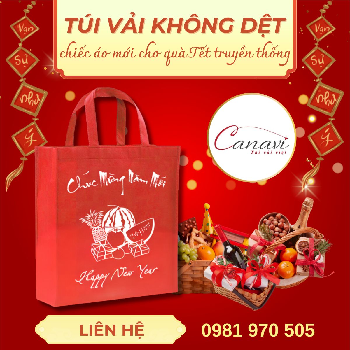 Xu hướng dùng túi vải không dệt đựng quà Tết