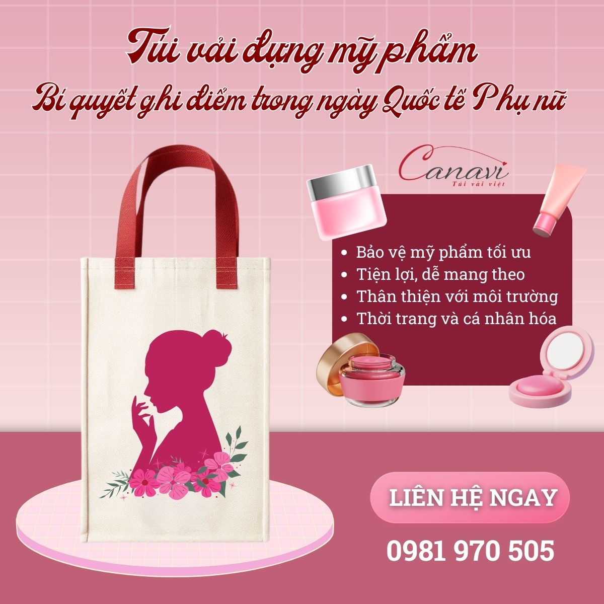 Túi vải không dệt đựng mỹ phẩm