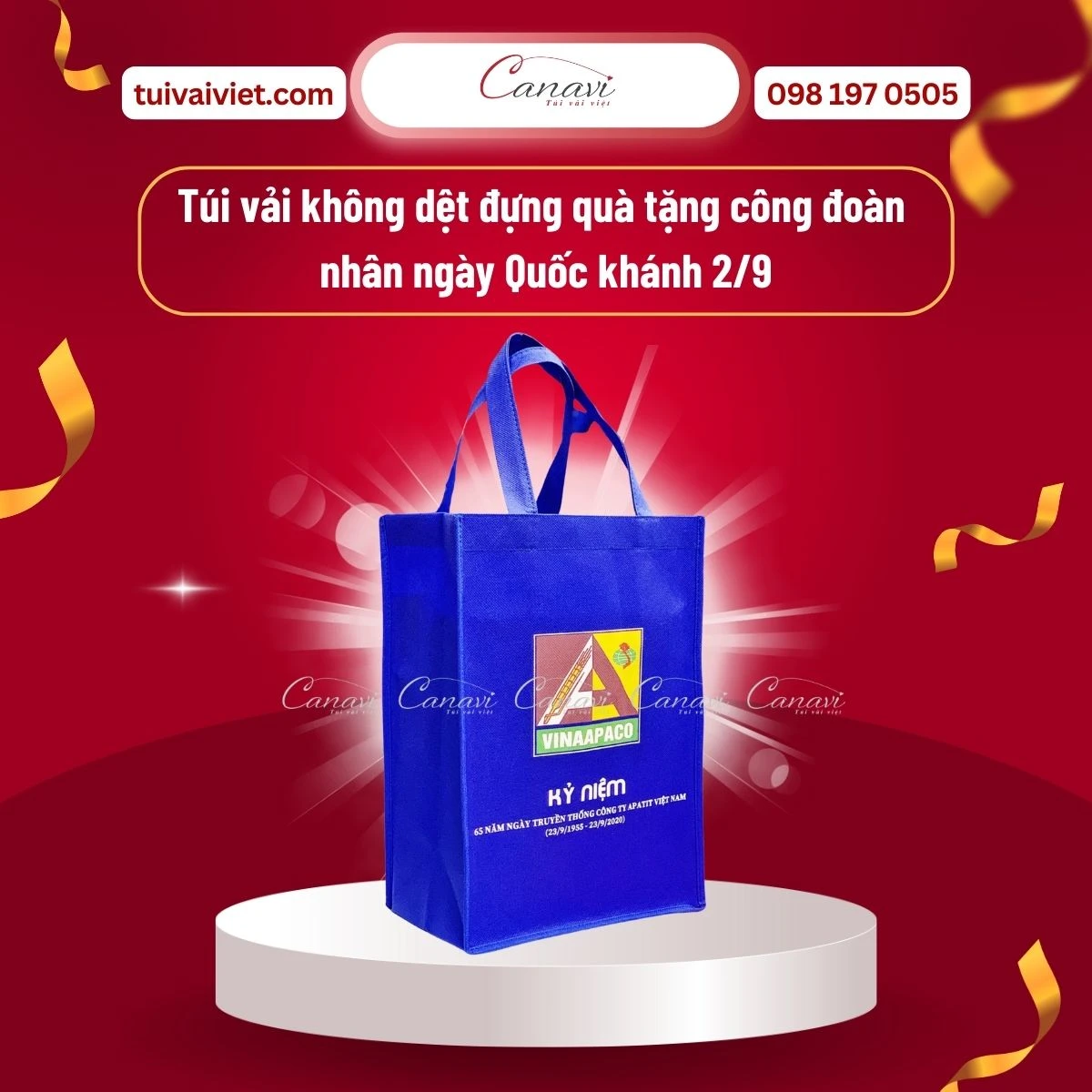 Túi vải không dệt đựng quà tặng công đoàn nhà máy nhân ngày quốc khánh 2/9