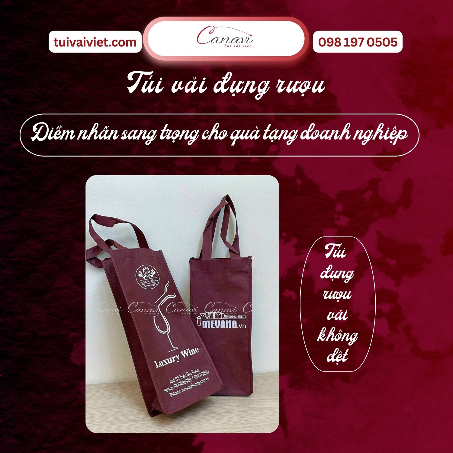 Canavi - Xưởng sản xuất túi vải đựng rượu theo yêu cầu cho doanh nghiệp
