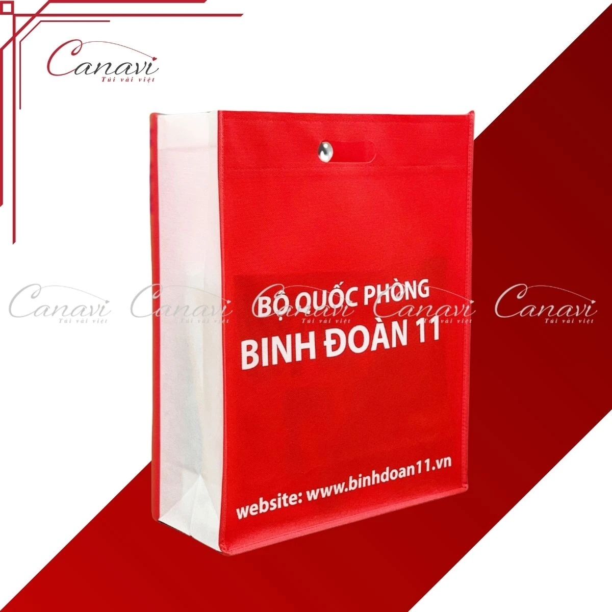 túi vải không dệt bộ quốc phòng binh đoàn 11