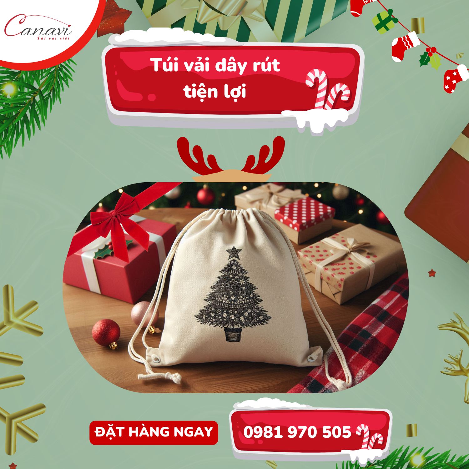 Túi vải dây rút tiện lợi