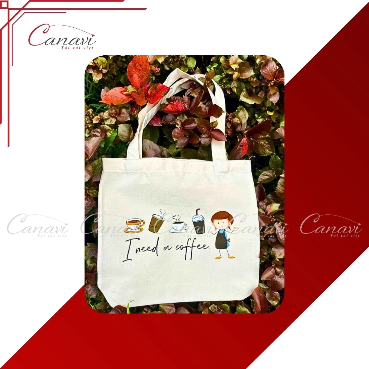 túi vải tote i need a coffee