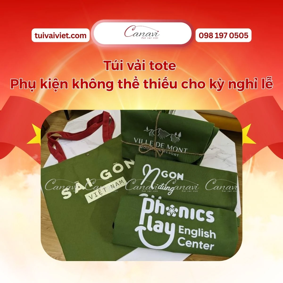 Túi vải tote là phụ kiện không thể thiếu cho kỳ nghỉ lễ