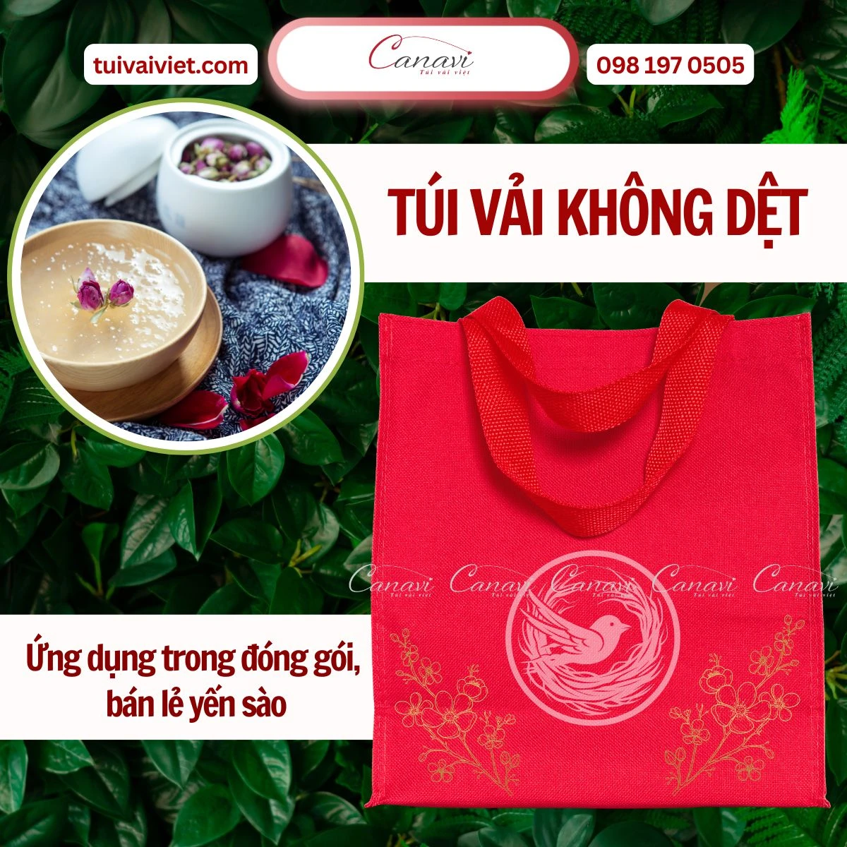 Ứng dụng túi vải không dệt trong đóng gói bán lẻ yến sào