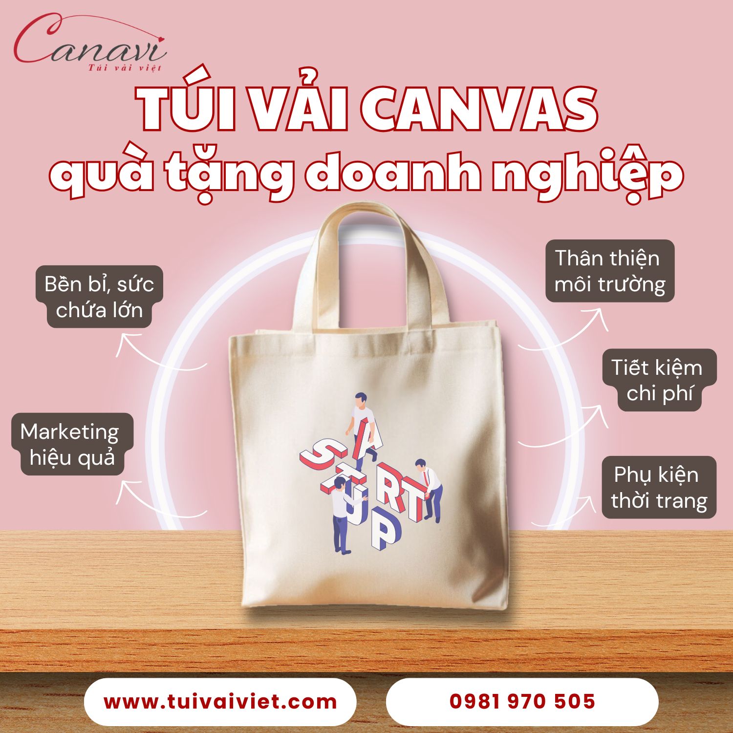 Túi vải canvas bền bỉ, sức chứa lớn