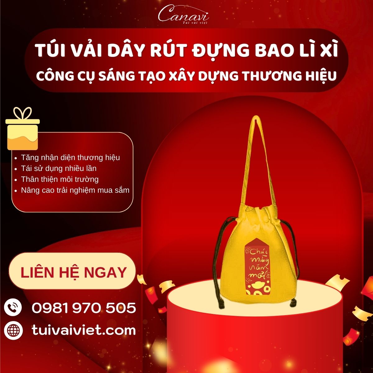 Túi vải dây rút: Công cụ sáng tạo xây dựng thương hiệu