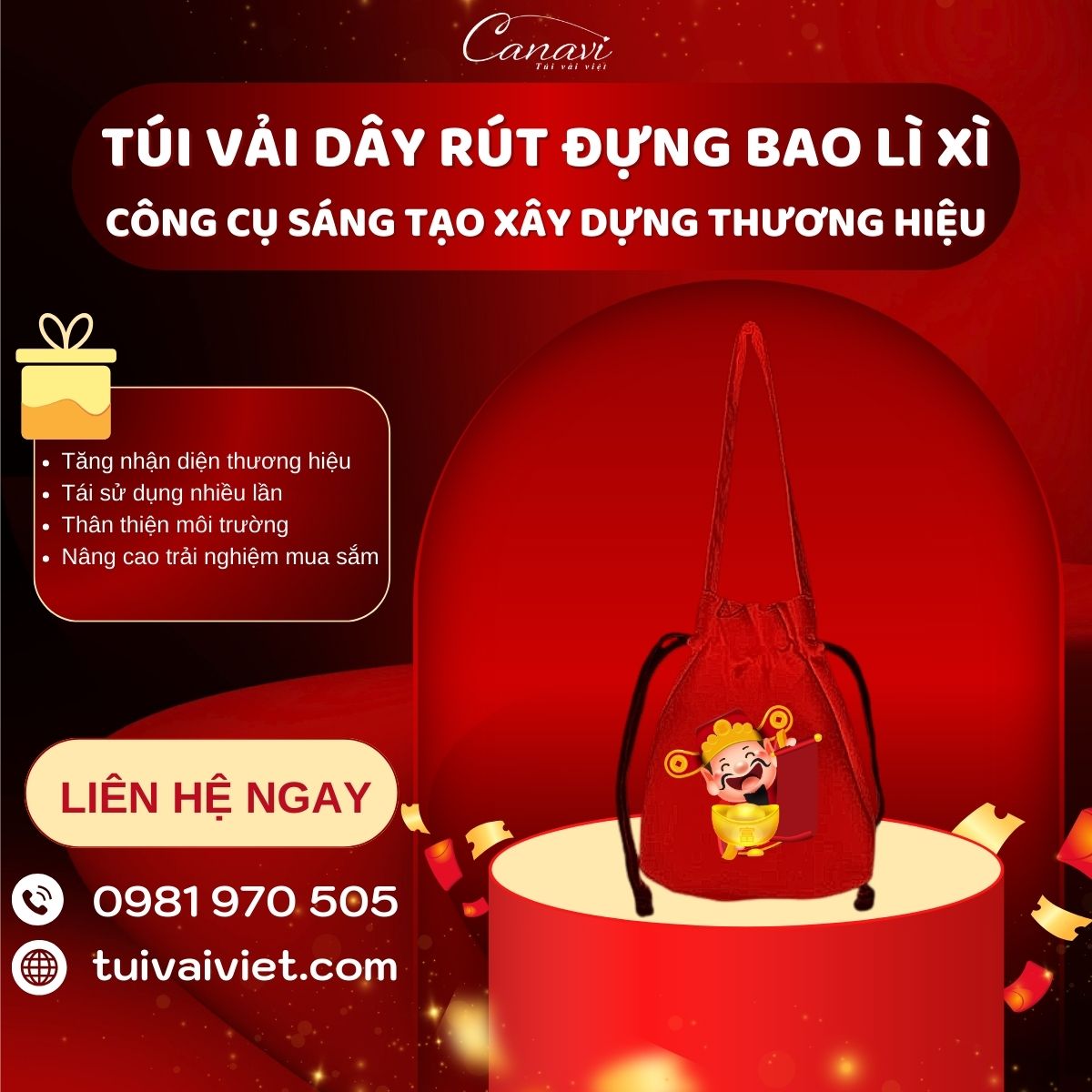 Lợi ích của túi vải dây rút trong dịp Tết nguyên đán