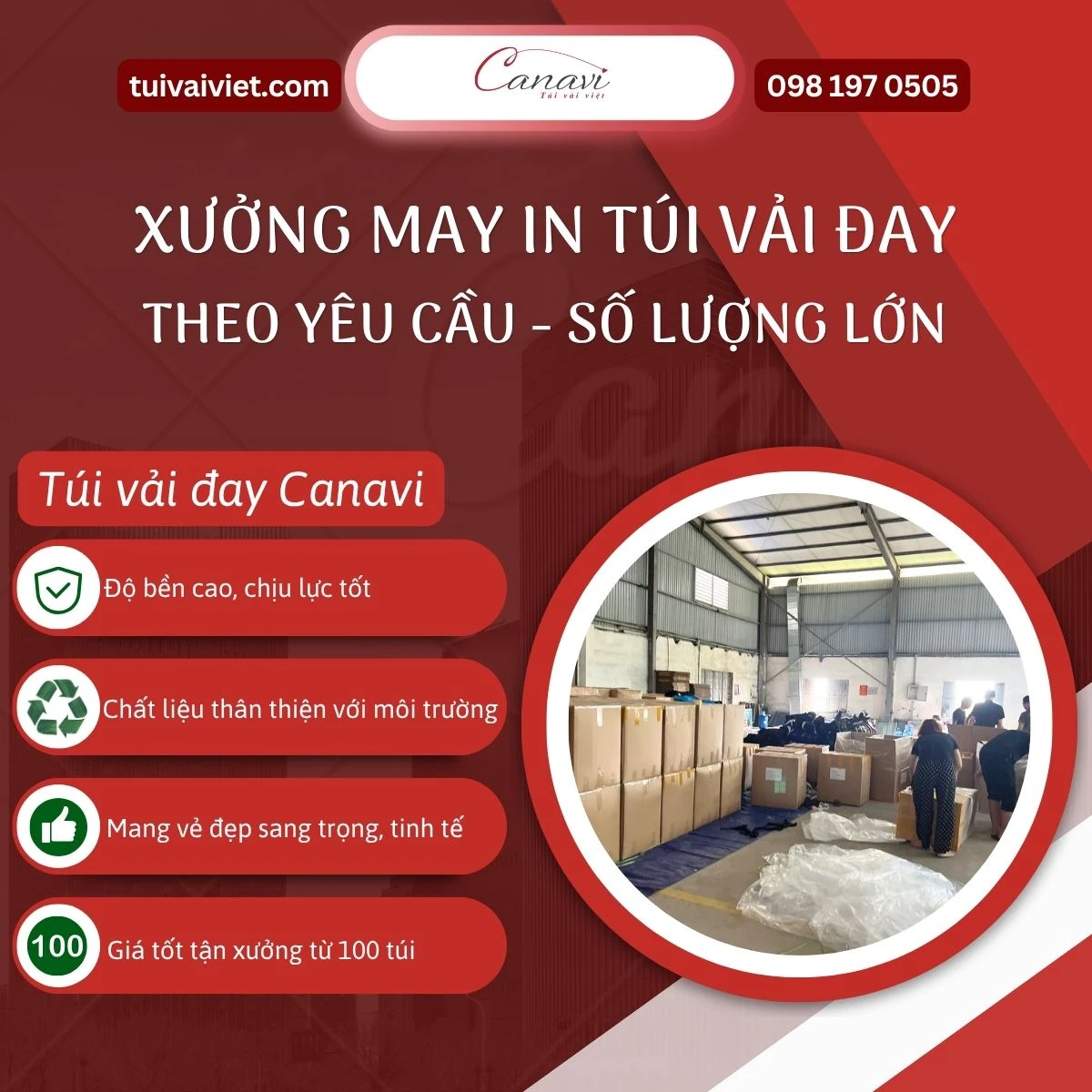 xưởng may in túi vải đay giá rẻ Hà Nội