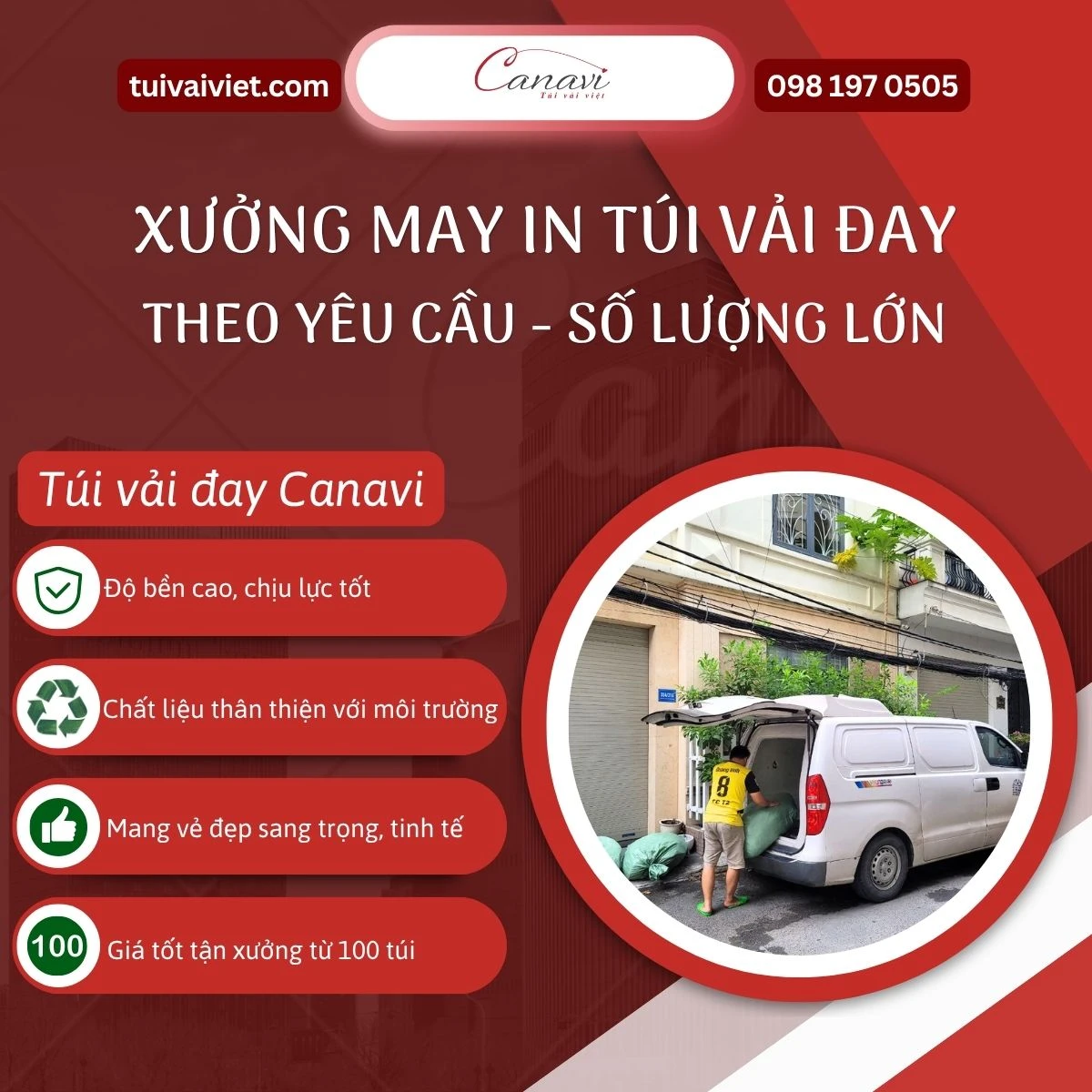 Quy trình sản xuất túi vải đay chuyên nghiệp tại Canavi