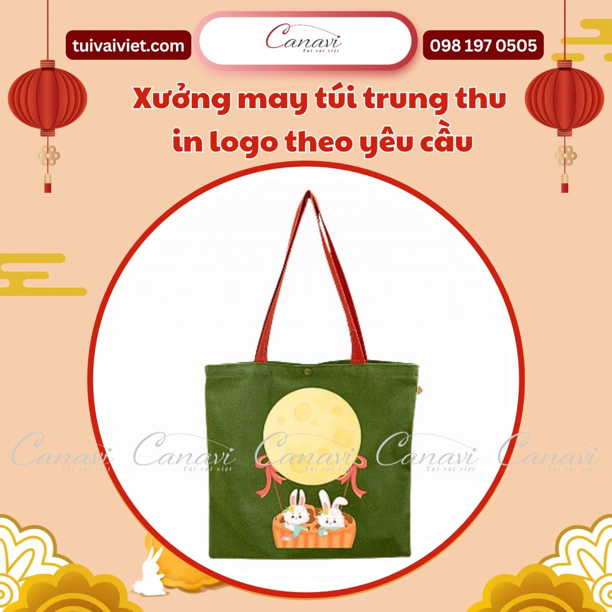 Túi vải canvas (vải bố) đựng bánh trung thu