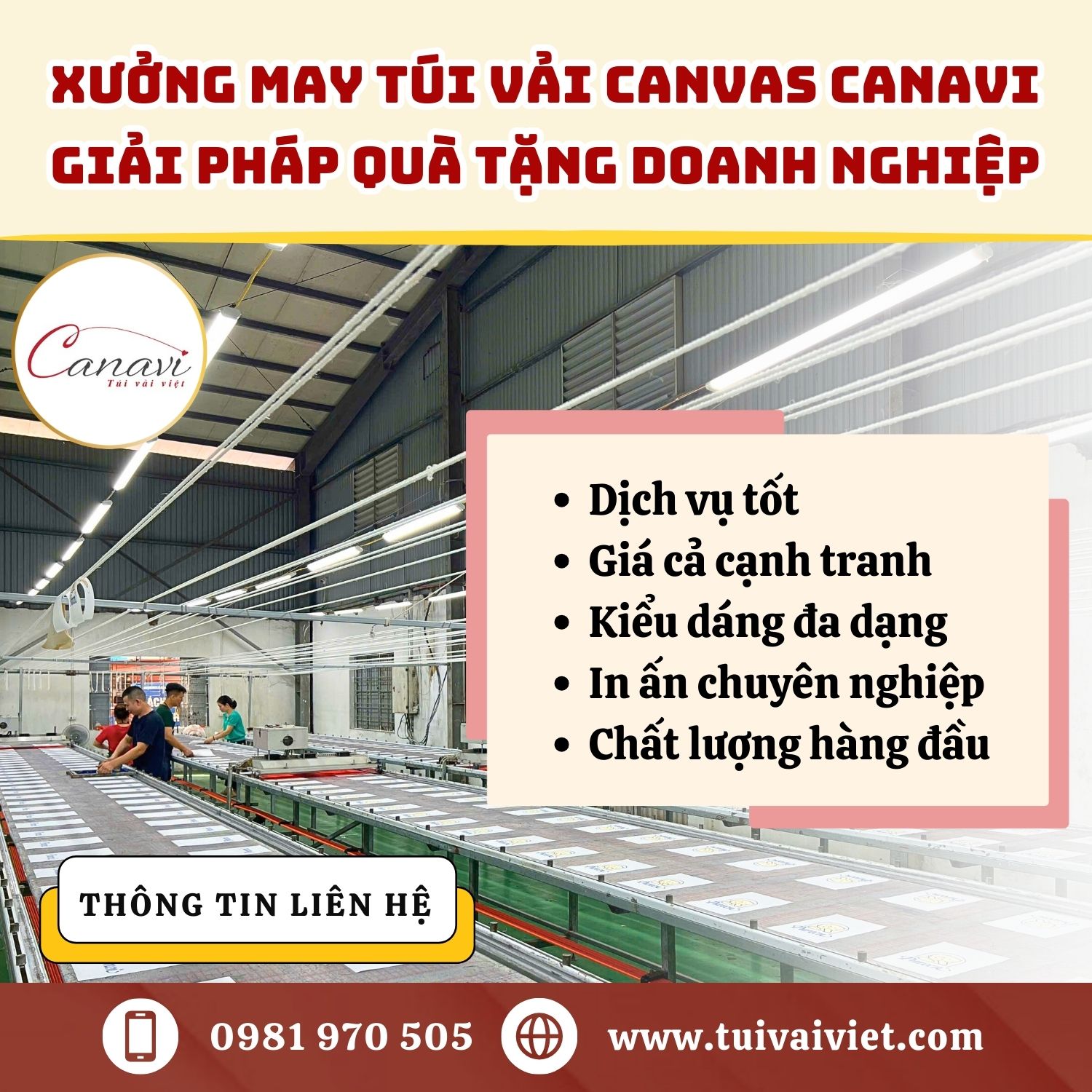 Xưởng may túi vải canvas Canavi - Giải pháp quà tặng doanh nghiệp