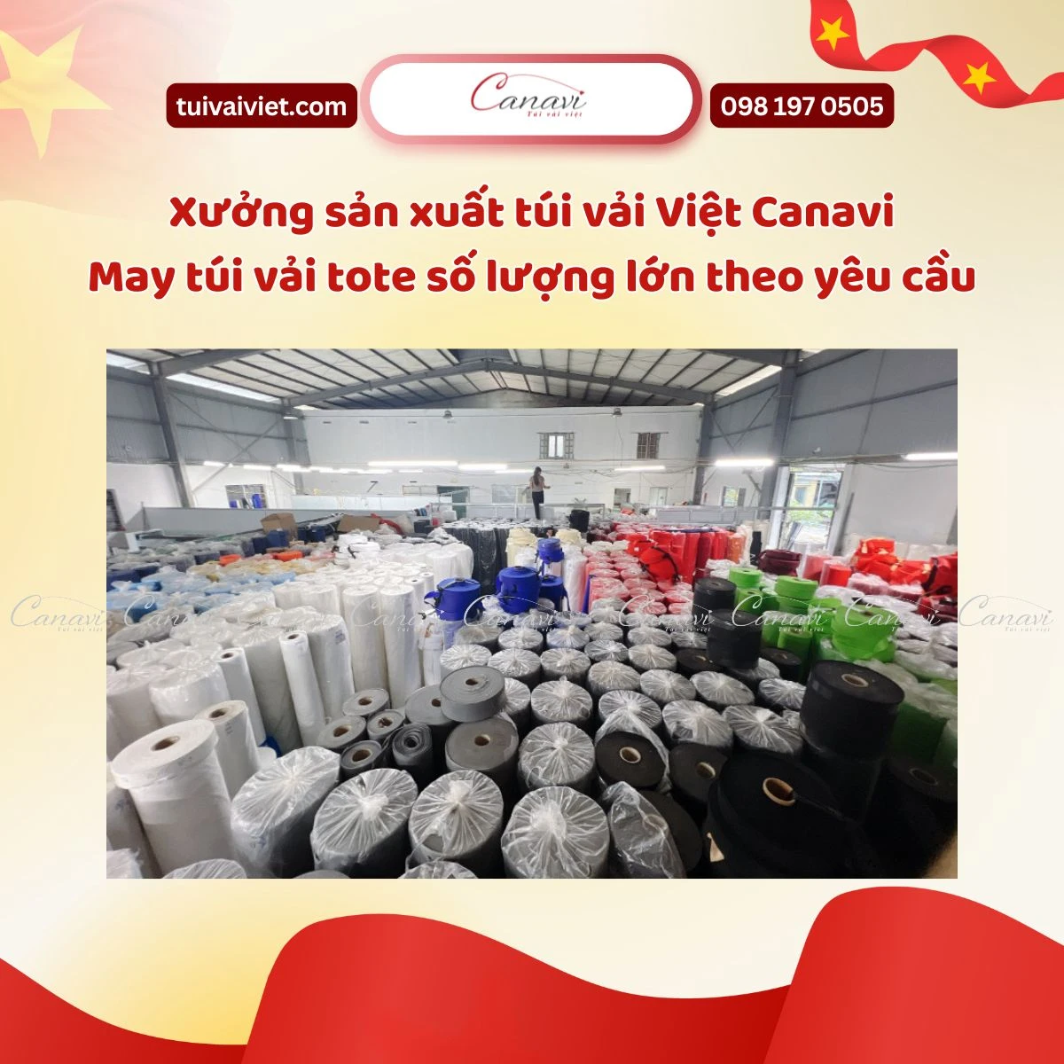 Đặt túi vải tote cờ đỏ sao vàng số lượng lớn ở đâu uy tín?