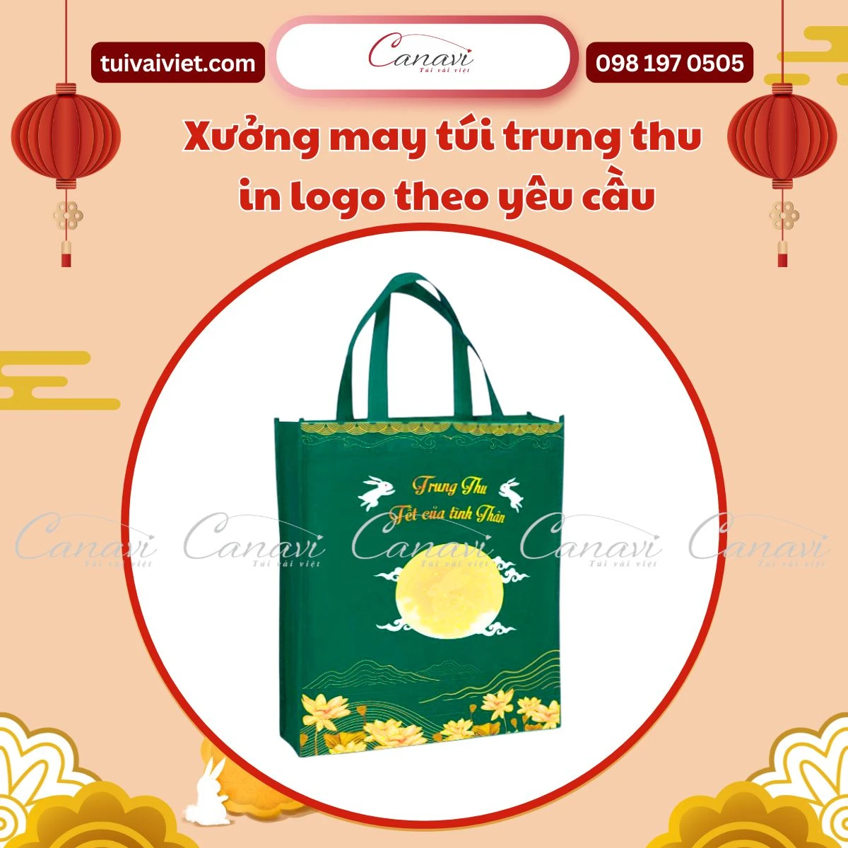 Túi vải không dệt đựng bánh trung thu