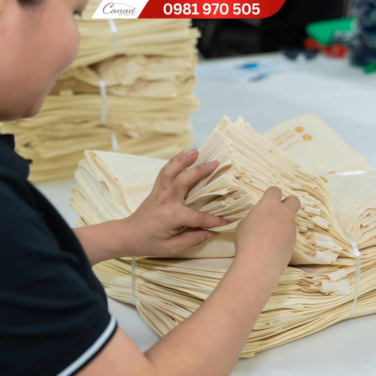 xưởng sản xuất túi vải việt canavi