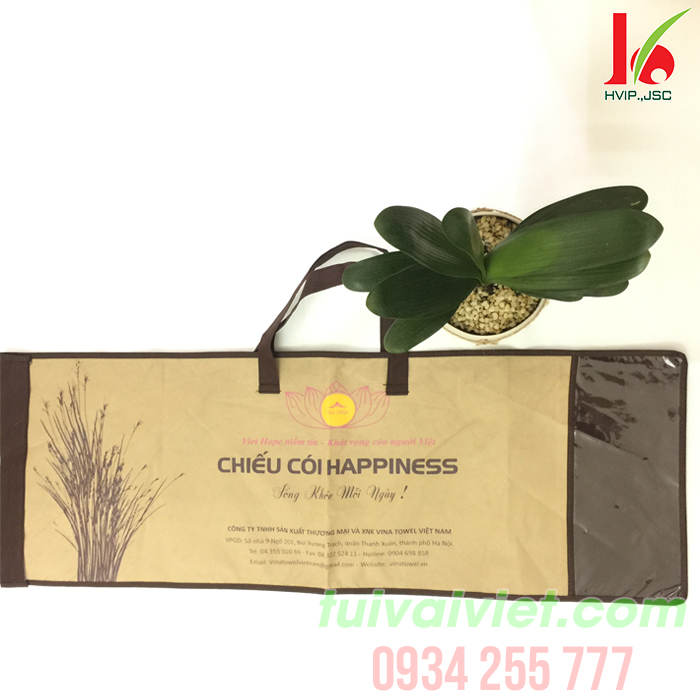 Túi vải không dệt đựng chiếu cói happiness
