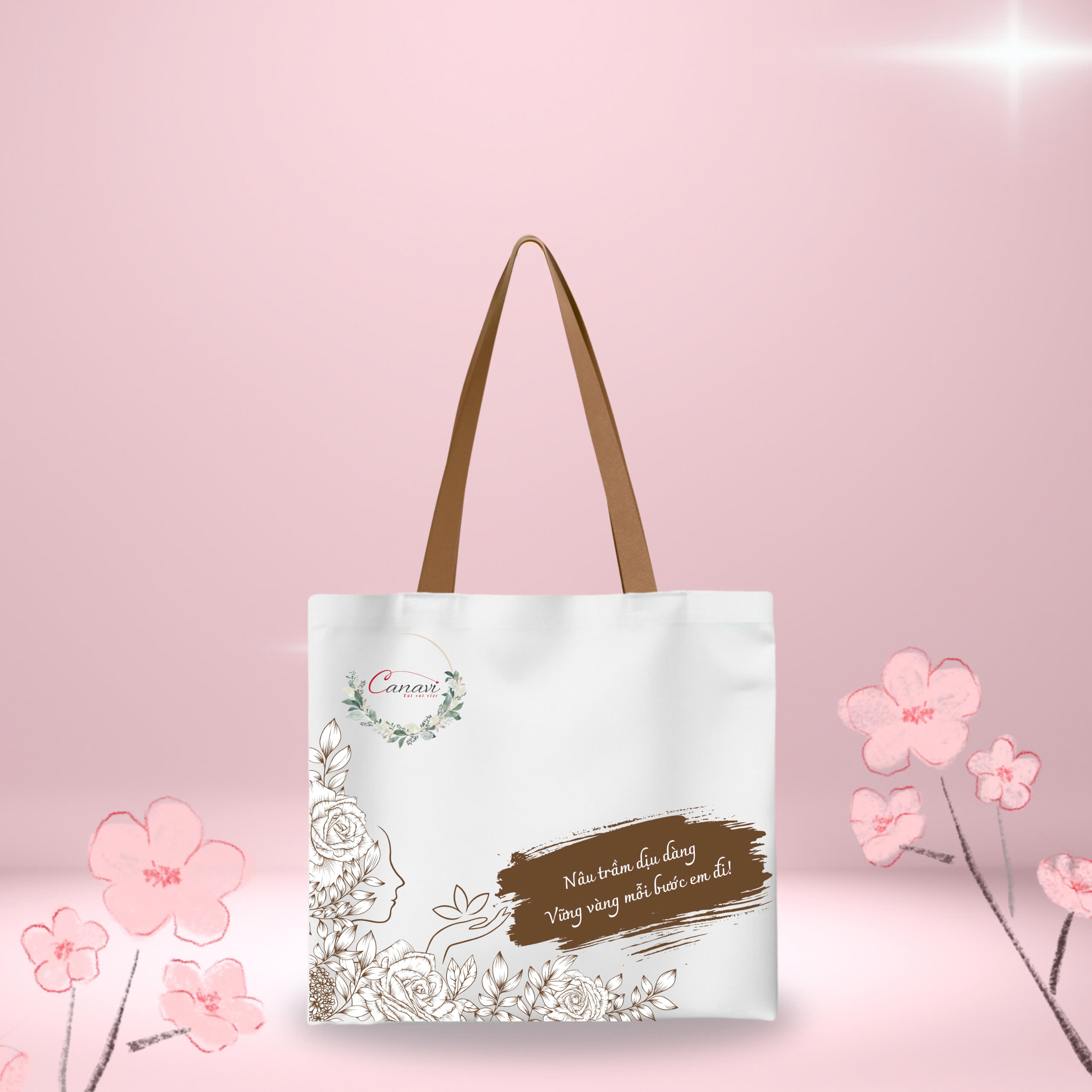 Túi Vải Canvas - Túi Vải Bố - Túi Vải Tote Nâu Trầm Dịu Dàng