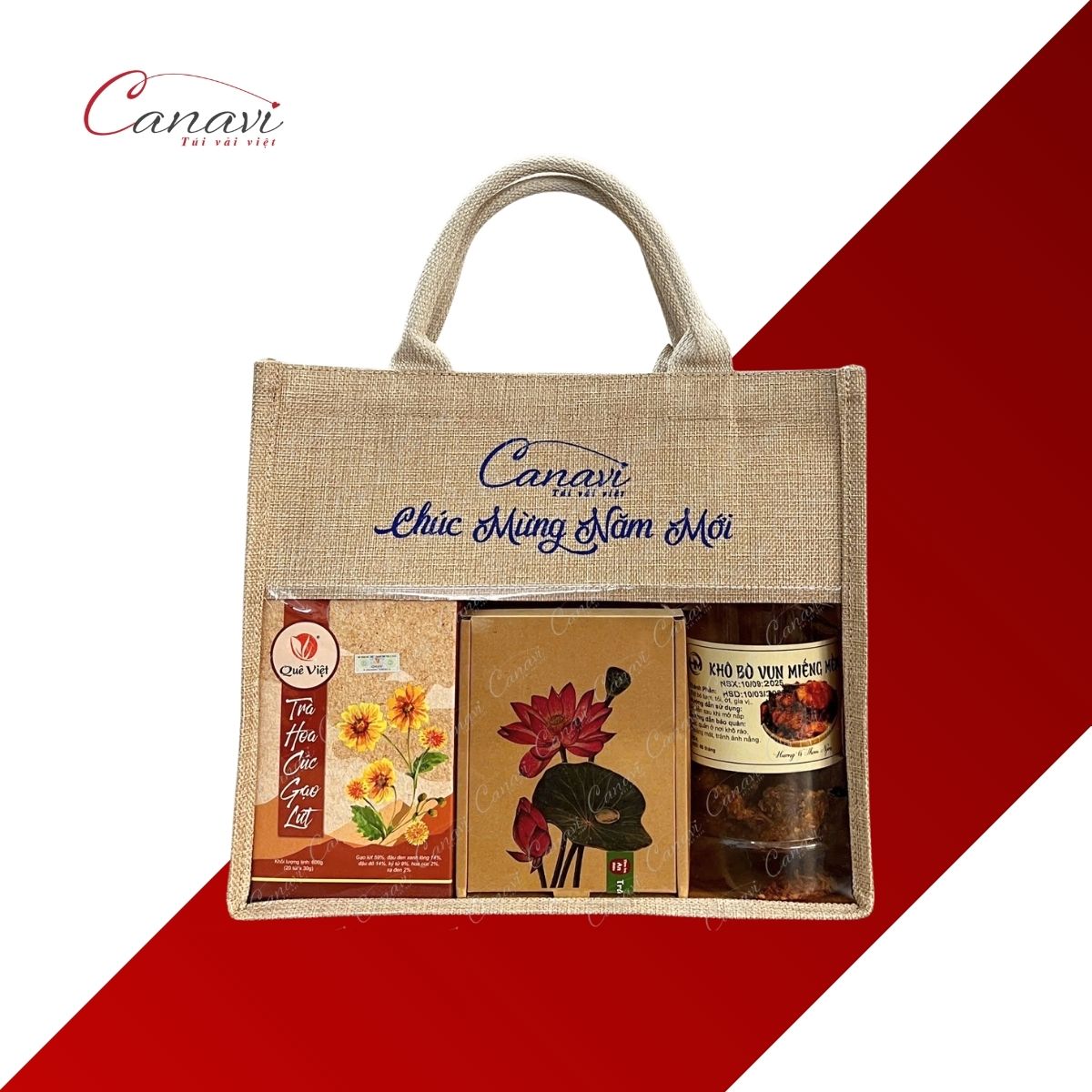 Túi Vải Đay Đựng Quà Tặng Tết Bóng Kính TVQT22: Sang Trọng, Chỉn Chu Từ Hình Thức Đến Ý Nghĩa
