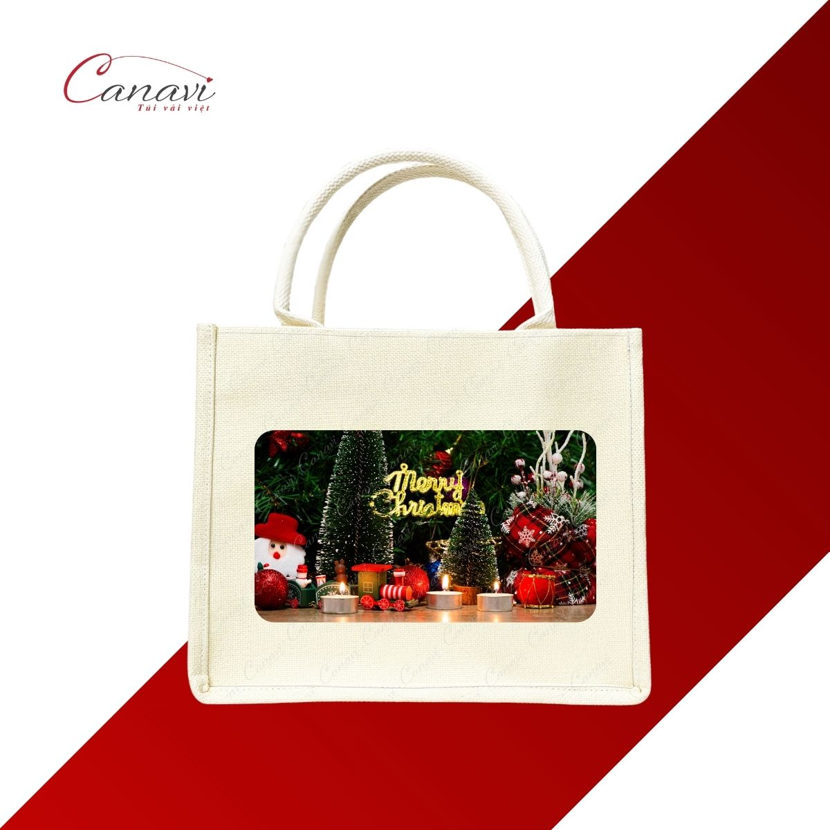 Túi Vải Quà Tặng Noel TVQT5 Vải Đay Cao Cấp