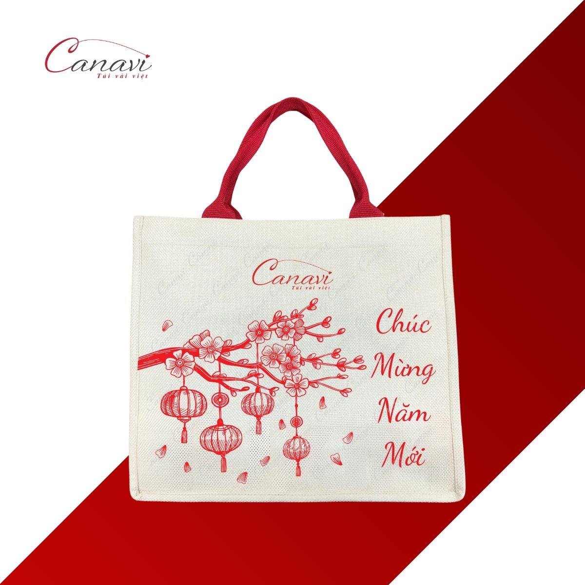 Túi vải đay quà tặng Tết TVQT17: Sắc xuân sang trọng, quà tặng đậm dấu ấn thương hiệu