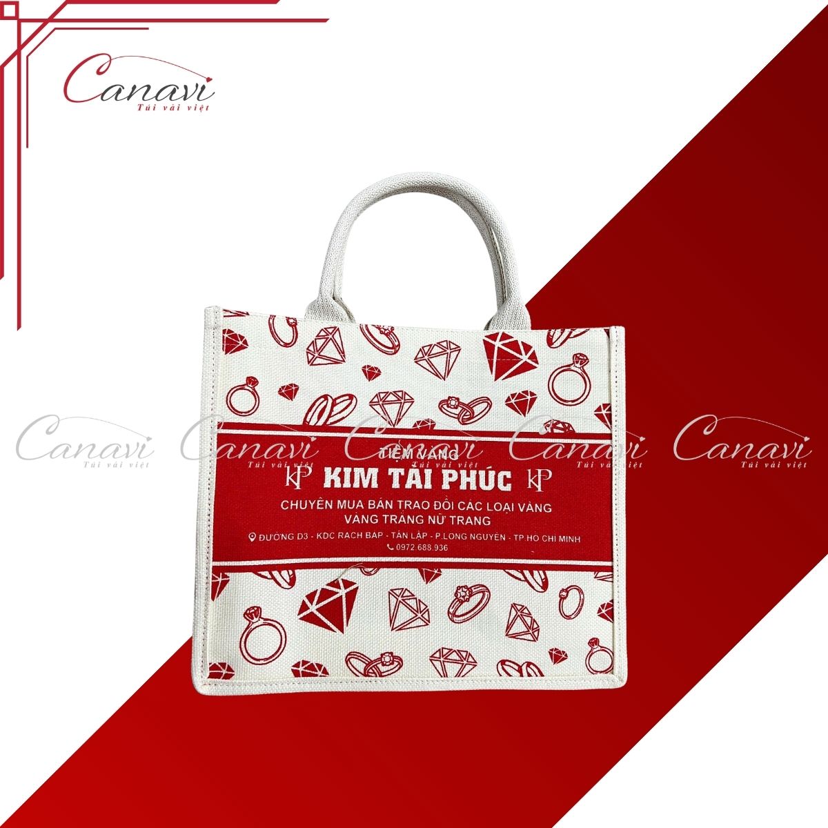 Túi vải đay quà tặng Tết TVQT20: Sang trọng, bền bỉ, tôn giá trị sản phẩm trang sức