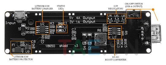 Mạch 18650 Battery Shield V3