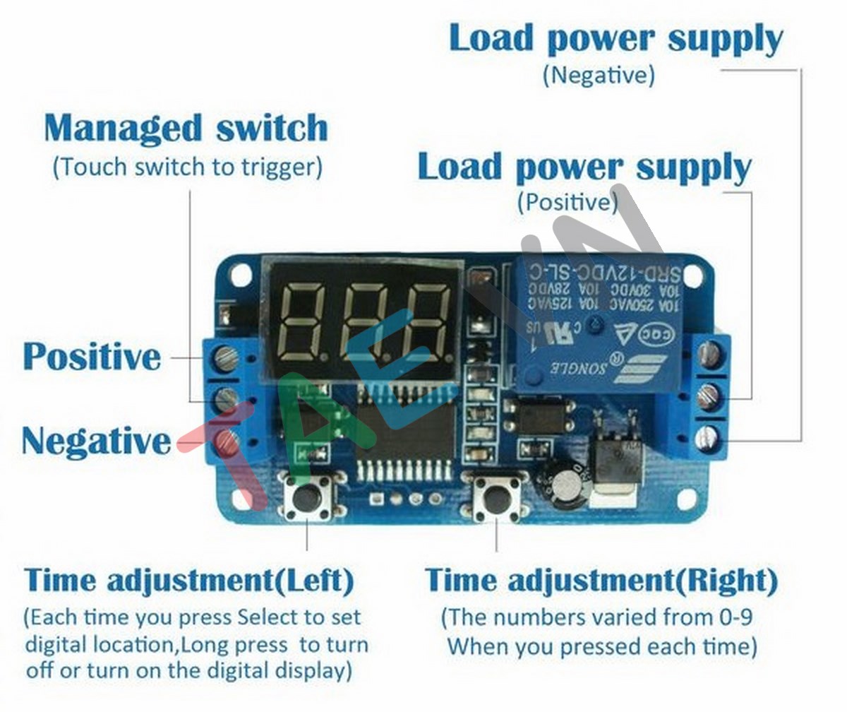 Mạch Tạo Trễ Chu Kỳ Đóng Ngắt Relay 0-999s