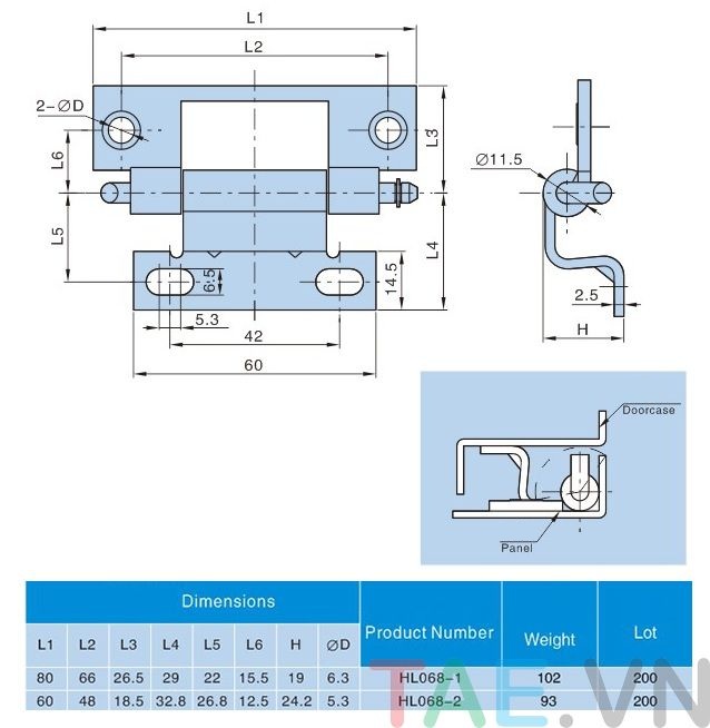 Bản Lề Hengzhu HL068-2