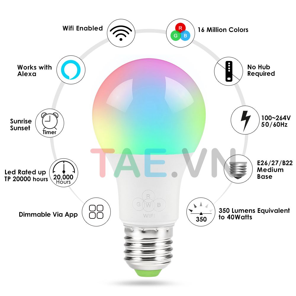 Bóng Đèn Led Bulb RGB Kết Nối Wifi