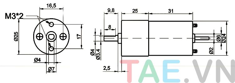 Động Cơ Giảm Tốc JGA25 370DC 12V
