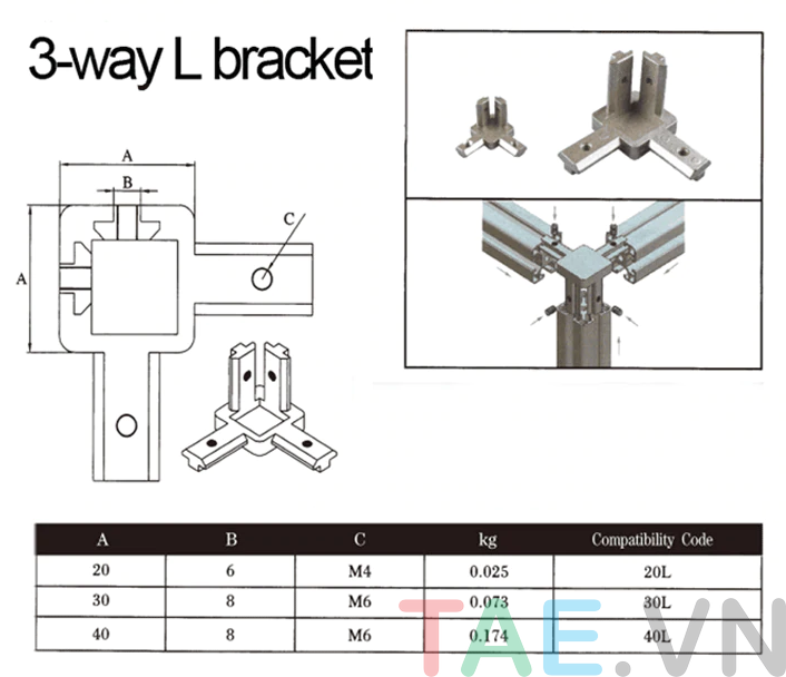 Ke 3 Góc Nhôm Định Hình 3030