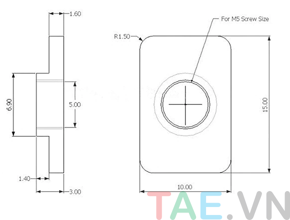 kích thước Tee Nut M5