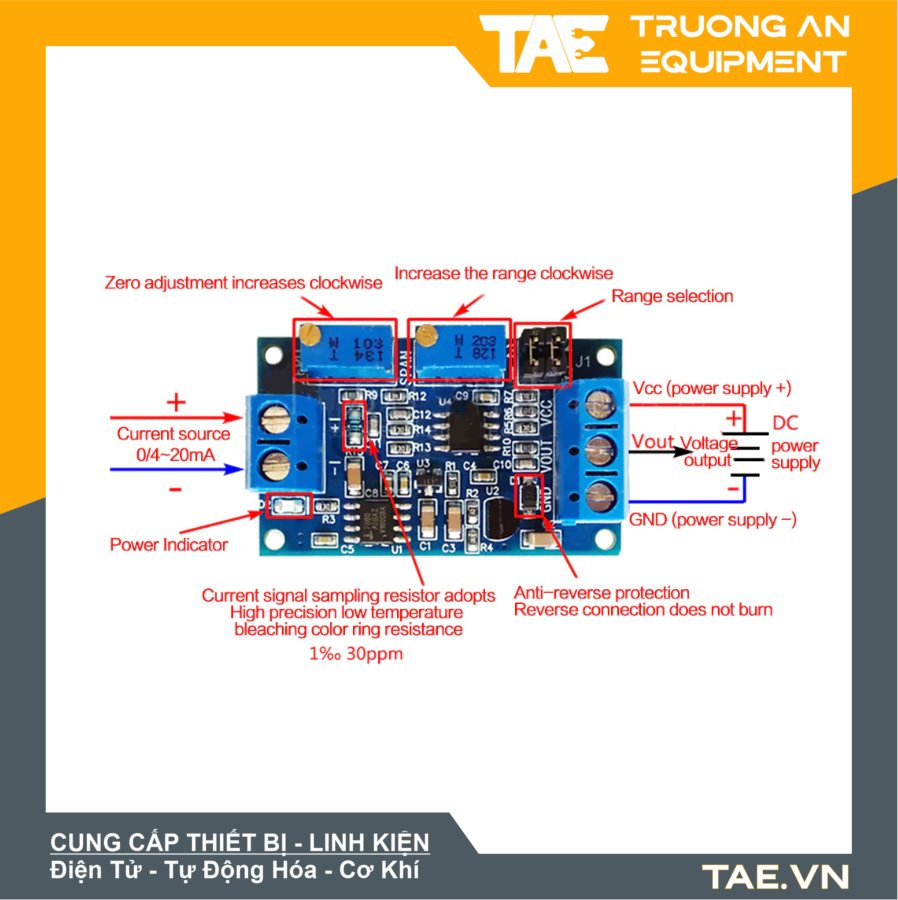 Mạch Chuyển Tín Hiệu Dòng Áp HW-685 4-20mA to 3.3V/5V/10V