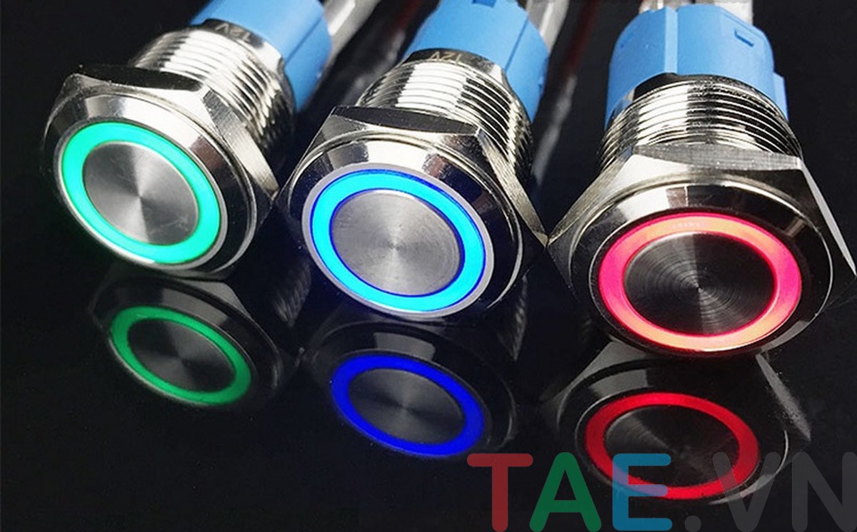 Nút Nhấn Kim Loại Có Đèn 16mm