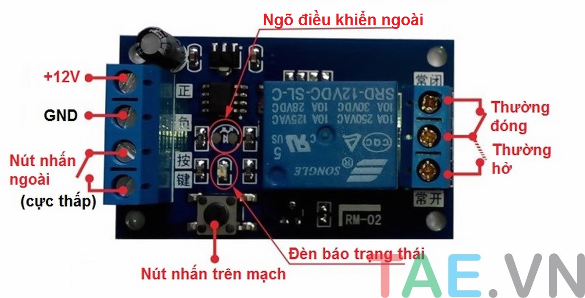 Mạch Chuyển Trạng Thái Relay Bằng Nút Nhấn