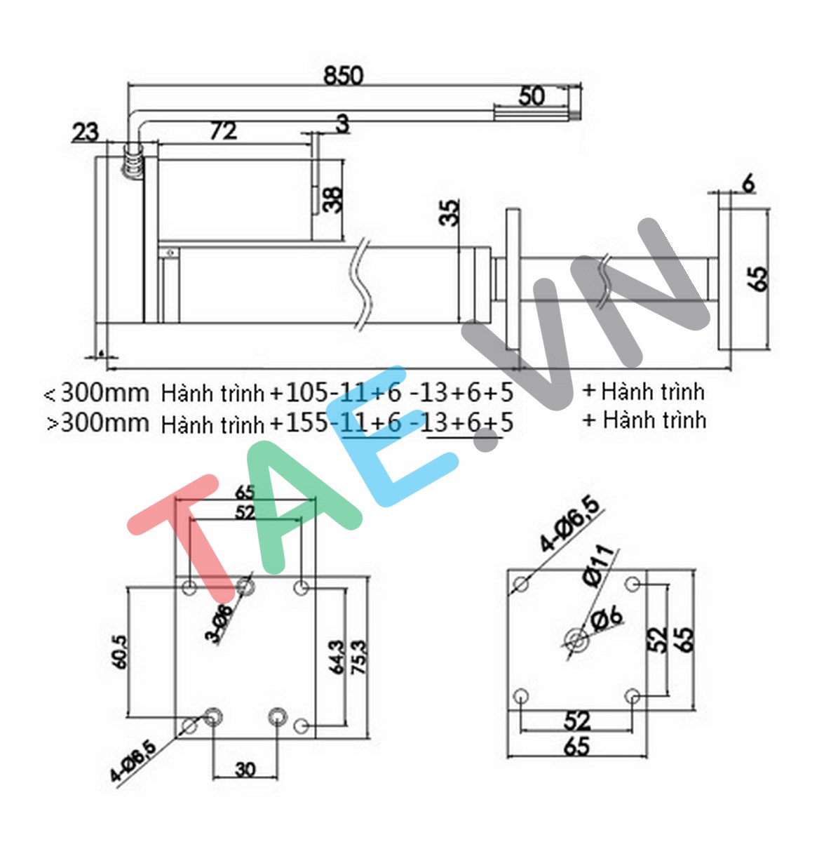 Xi lanh Điện Lắp 2 Mặt Phẳng