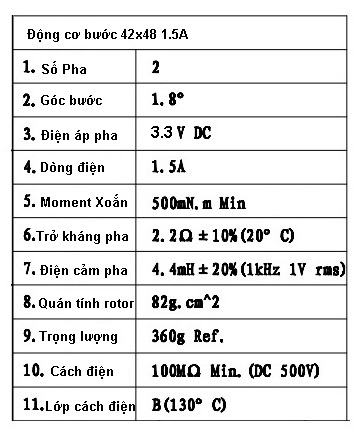 Động Cơ Bước NEMA17 Size 42x48mm