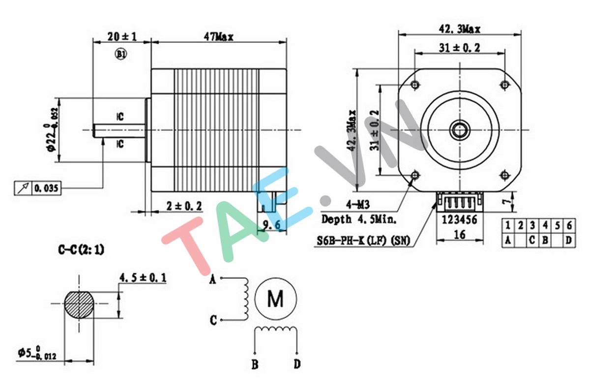 Động Cơ Bước NEMA17 Size 42x48mm