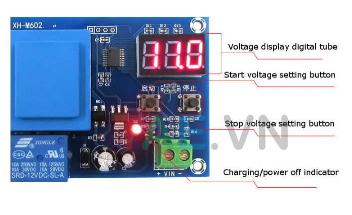 Mạch điều khiển sạc Acquy tự ngắt XH-M602 6-100V