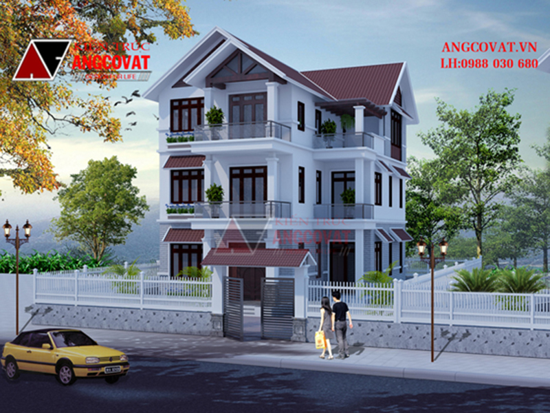 mẫu nhà biệt thự 3 tầng 120m2 đẹp
