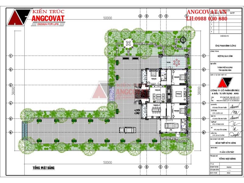 Mặt bằng công năng của mẫu nhà vườn 1 tầng 3 phòng ngủ cổ điển